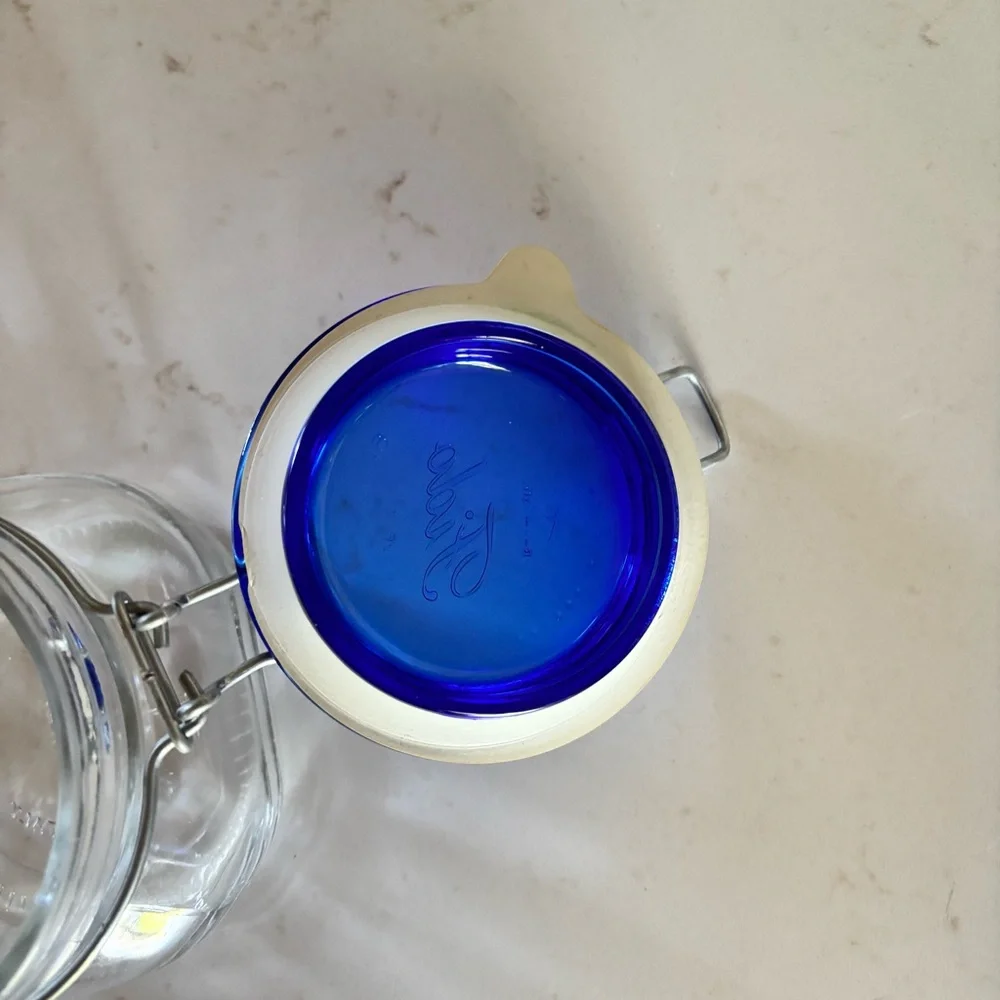 Vintage BORMIOLI ROCCO FIDO Cobalt Blue Glass Lid Jar